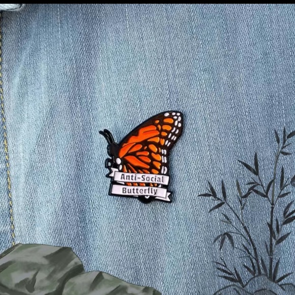 Anti-Social Butterfly Enamel Pin/Brooch - Picture 2 of 3